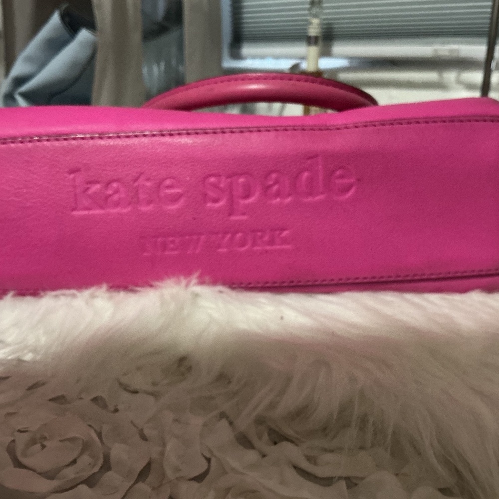 Kate Spade hot pink shoulder bag.  12 inches wide x 9 inches high. - Picture 7 of 7